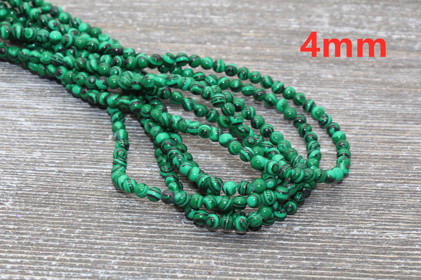 Peacock Stone Beads, Malachite Synthetic Beads, Smooth Gemstone Round Beads, Greenand Black Beads, Sizes 4mm 6mm 8mm 10mm 12mm #72