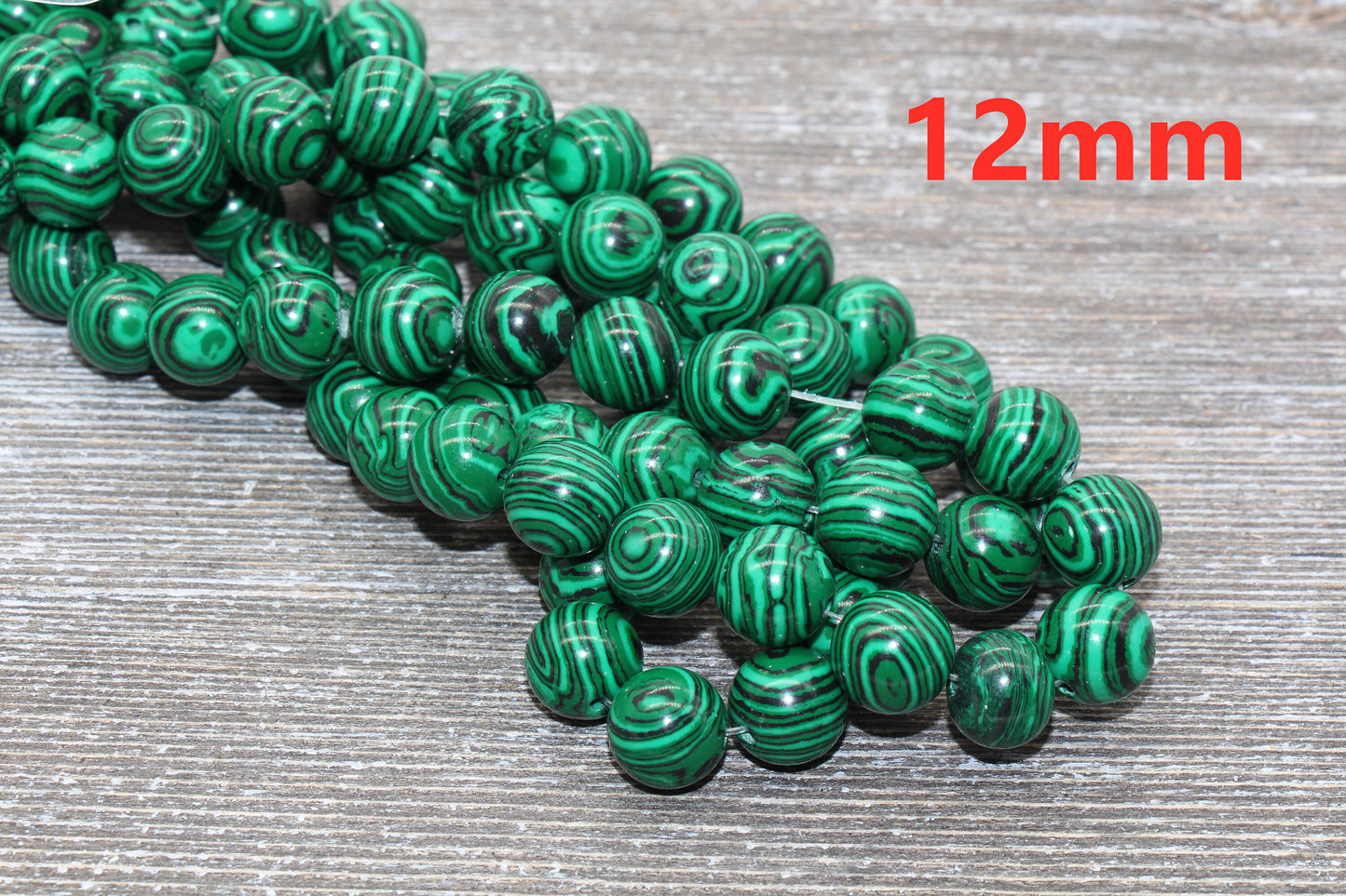 Peacock Stone Beads, Malachite Synthetic Beads, Smooth Gemstone Round Beads, Greenand Black Beads, Sizes 4mm 6mm 8mm 10mm 12mm #72