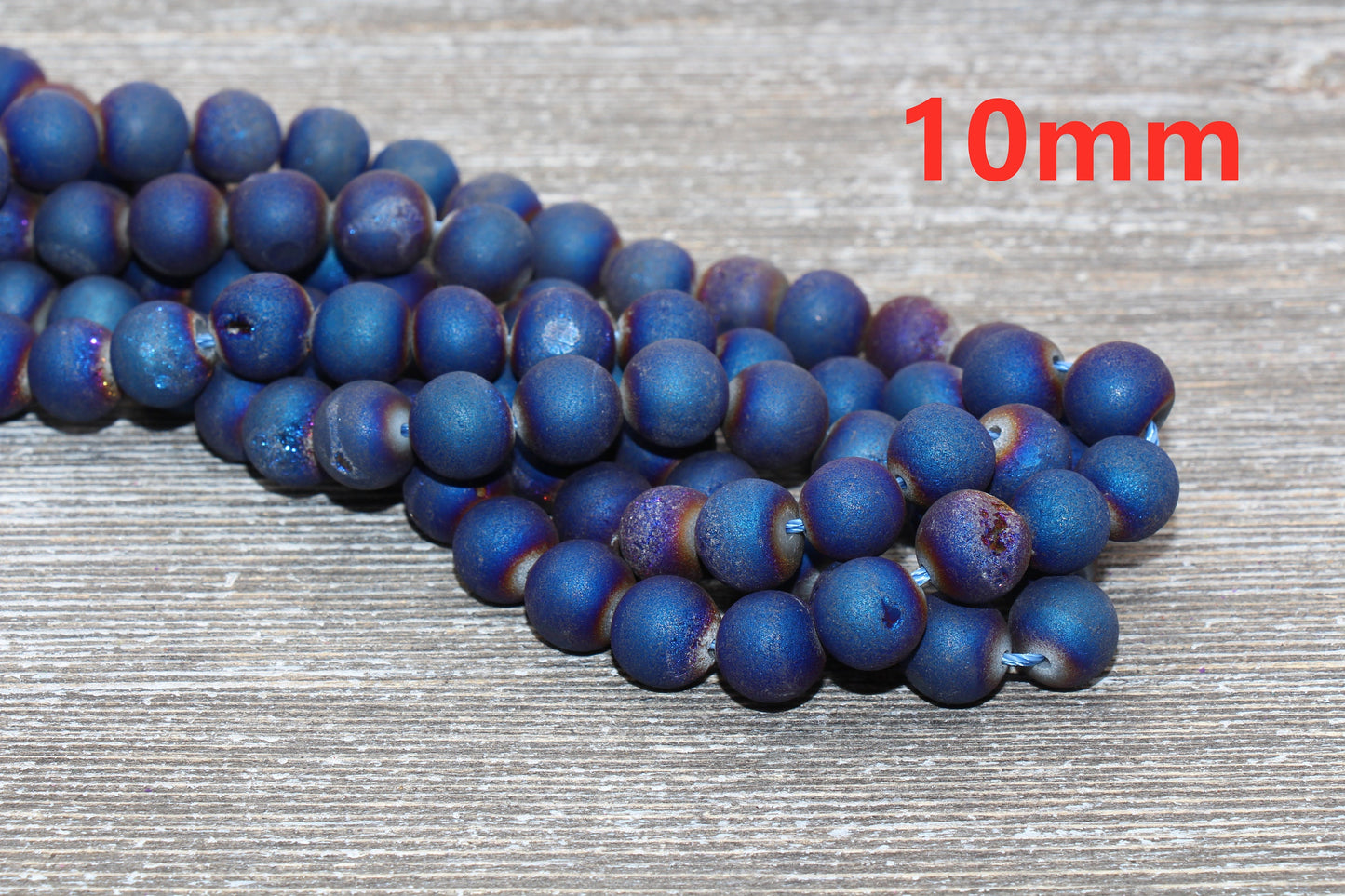 Blue Druzy Agate Beads, Round Matte Gemstone Loose Beads, 6mm 8mm 10mm 12mm, Full Strand, #153