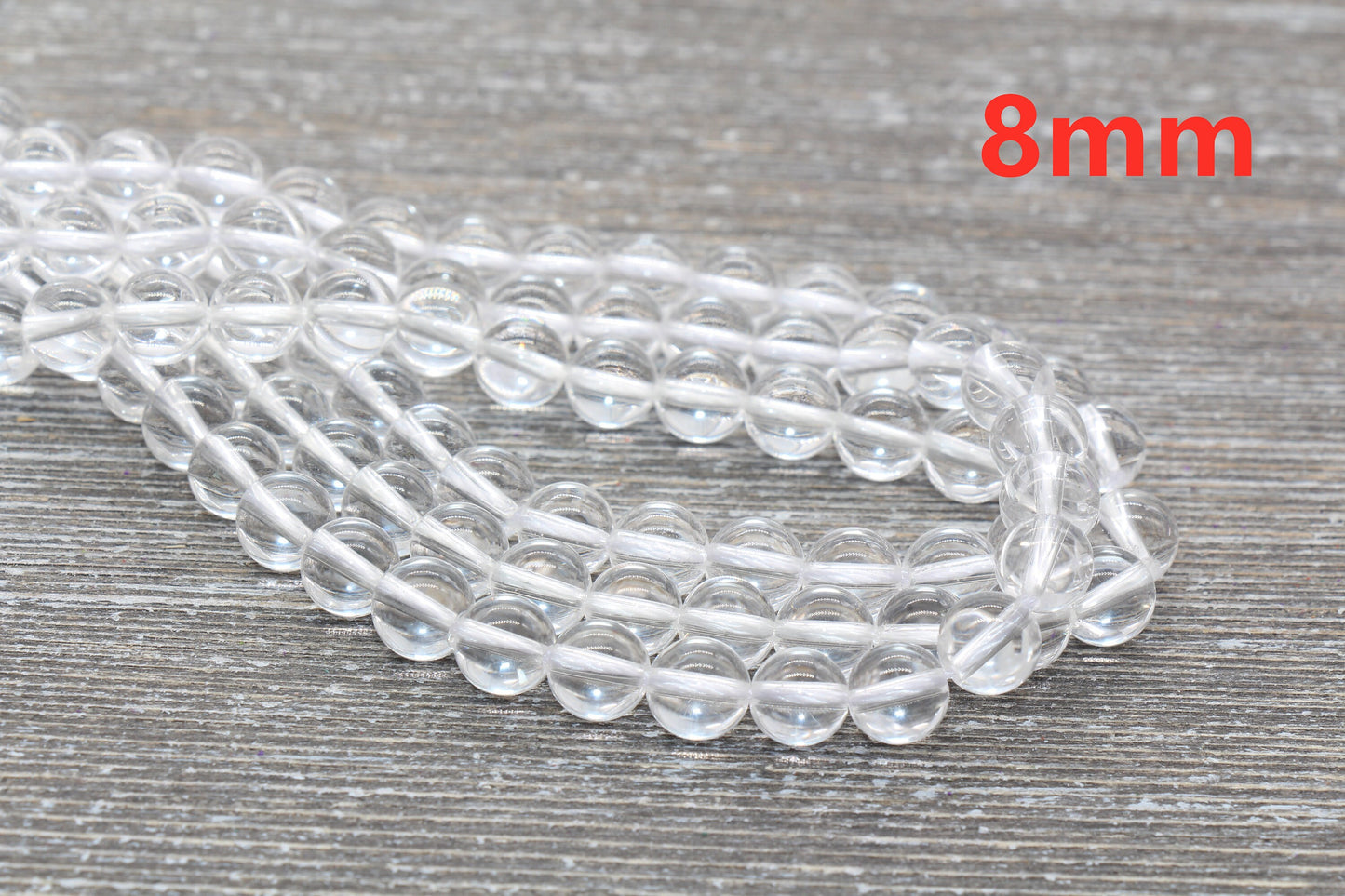 Clear Quartz Beads, Smooth Gemstone Round Loose Beads, Sizes 4mm 6mm 8mm 10mm, Full Strand #155