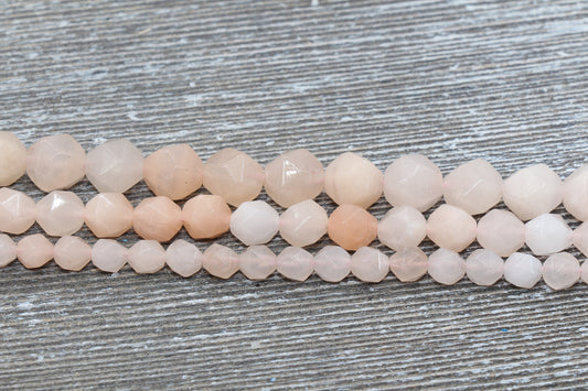Pink Aventurine Beads, Peach Aventurine Beads, Gemstone Faceted Beads, Star Cut Beads, Size 6mm 8mm 10mm, Full Strand 15" #1