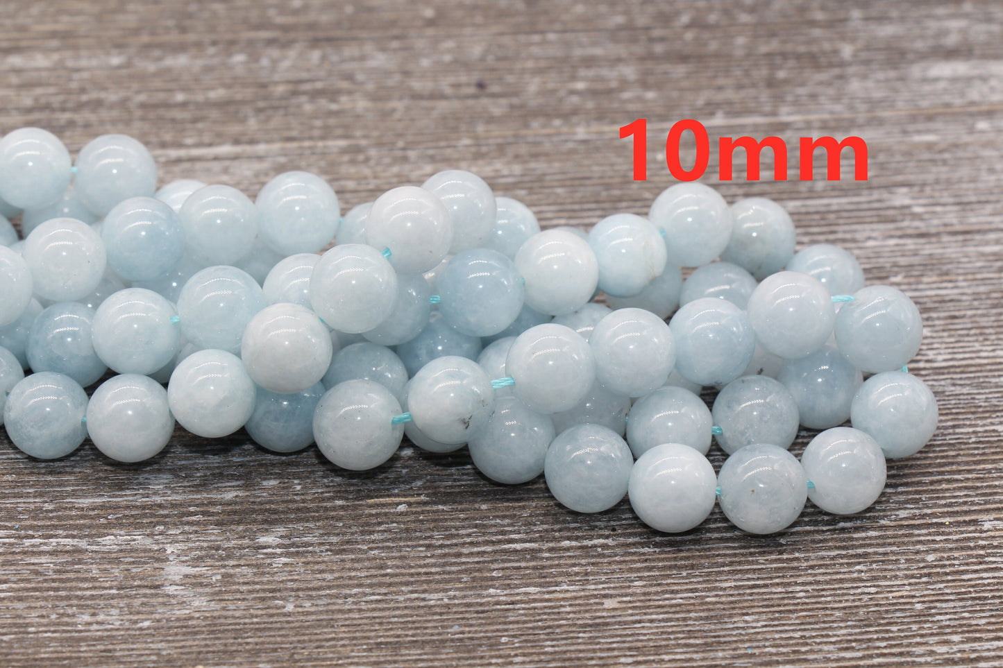 Aquamarine Beads, Natural Gemstone Smooth Round Beads, Sizes 4mm 6mm 8mm 10mm 12mm, Full Strand 15.5 inch, #4