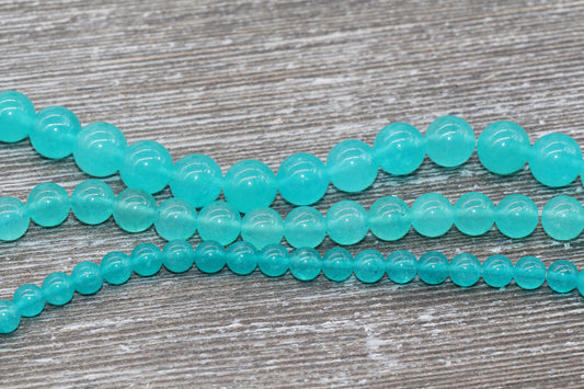 Ice Amazonite Jade Beads, Smooth Gemstones Round Loose Beads, Sizes 4mm 6mm 8mm 10mm 12mm, Full Strand 15.5 inch, #5