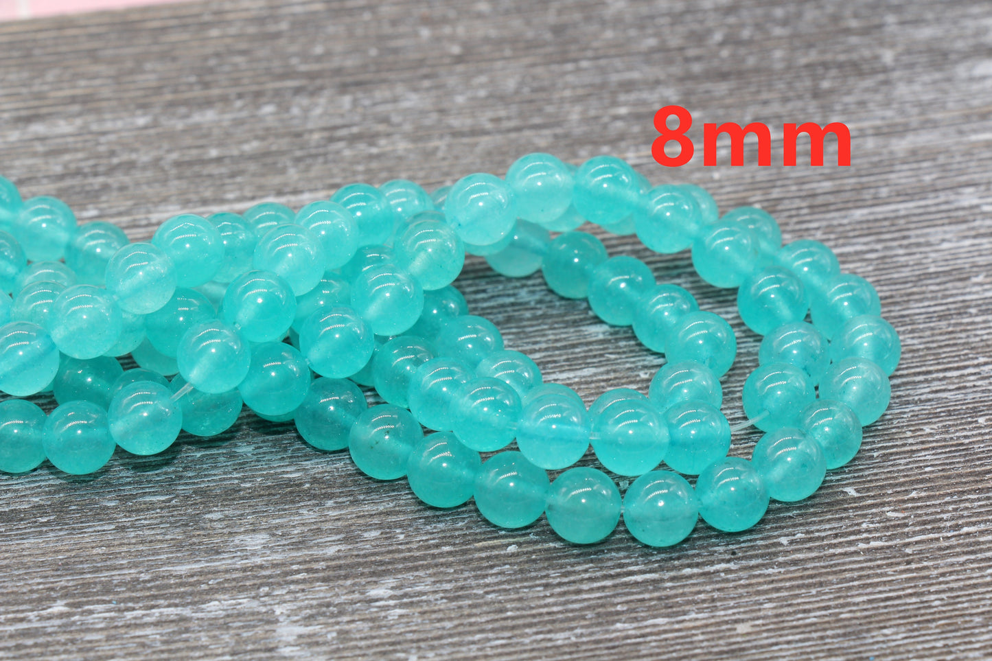 Ice Amazonite Jade Beads, Smooth Gemstones Round Loose Beads, Sizes 4mm 6mm 8mm 10mm 12mm, Full Strand 15.5 inch, #5