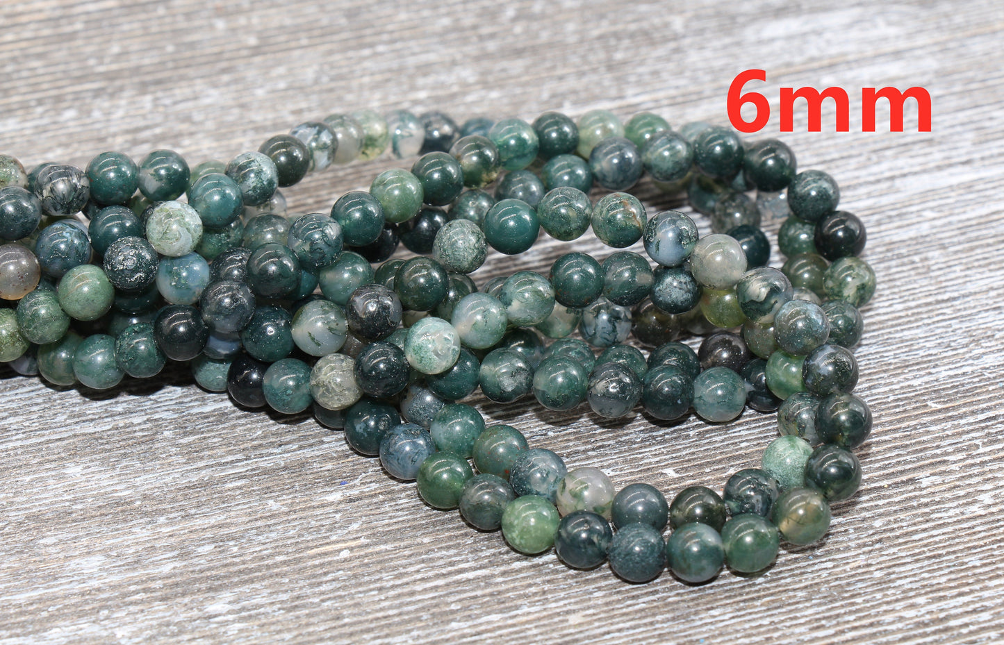 Moss Agate Beads, Natural Gemstone Round Loos Beads, Sizes 4mm 6mm 8mm 10mm 12mm, Full Strand 15.5 inch, #6