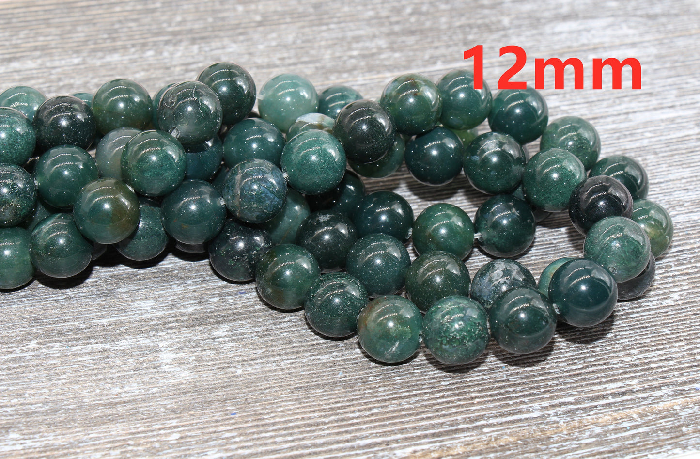 Moss Agate Beads, Natural Gemstone Round Loos Beads, Sizes 4mm 6mm 8mm 10mm 12mm, Full Strand 15.5 inch, #6