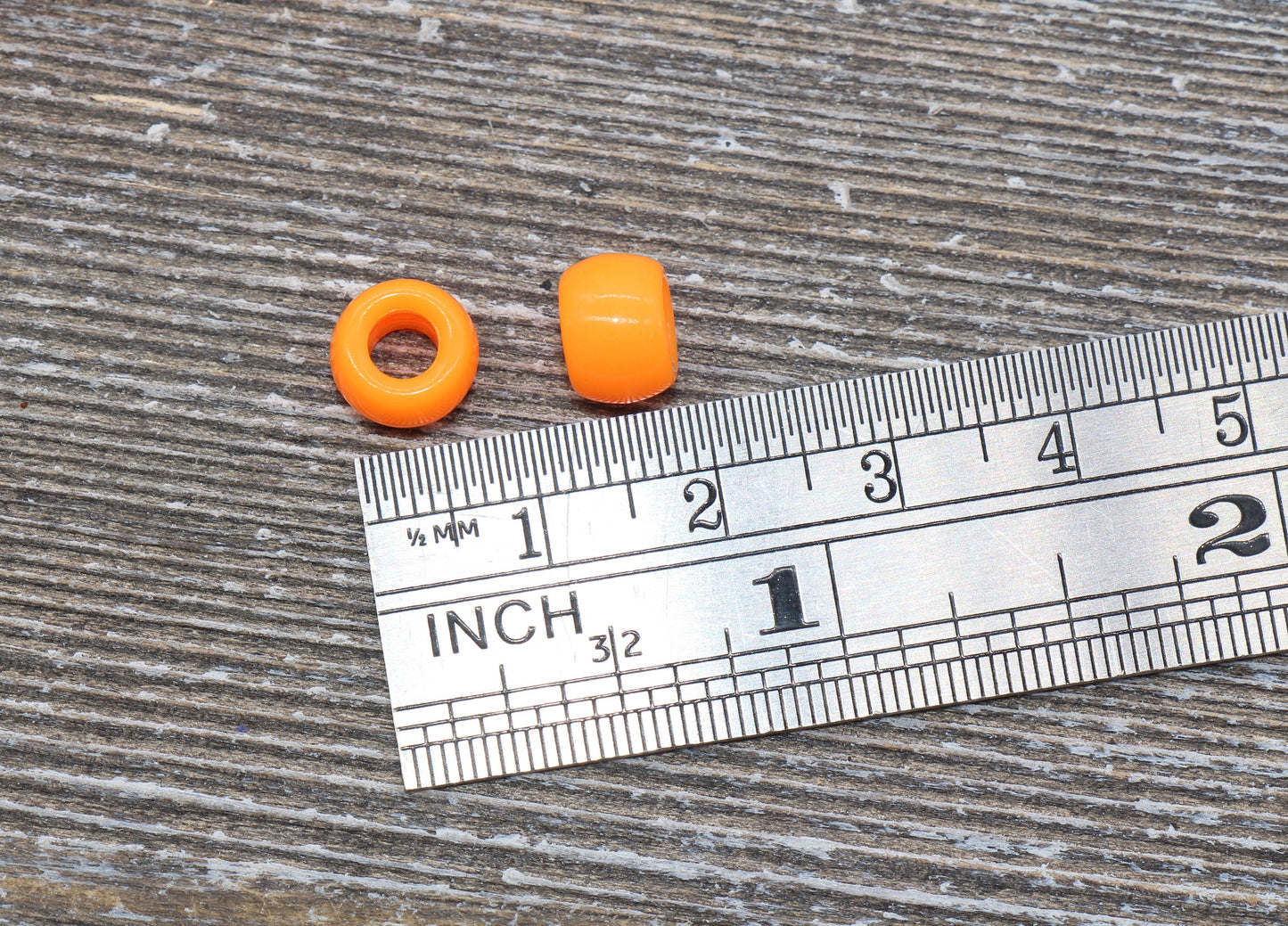 Neon Orange Pony Beads, Acrylic Smooth Orange Loose Beads, Plastic Bubblegum Beads, Chunky Beads, Spacer Beads #246