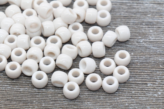 White Pony Beads, Acrylic Smooth White Loose Beads, Plastic Bubblegum Beads, Chunky Beads, Spacer Beads #253