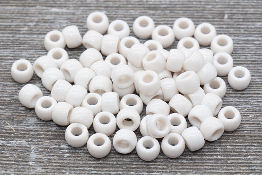 White Pony Beads, Acrylic Smooth White Loose Beads, Plastic Bubblegum Beads, Chunky Beads, Spacer Beads #253