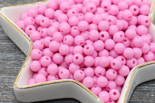 6mm Pink Gumball Beads, Round Acrylic Loose Beads, Bubblegum Beads, Chunky Beads, Bubble Gum Beads, Smooth Plastic Round Beads #276