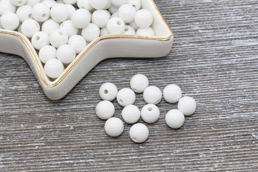 8mm White Gumball Beads, Round Acrylic White Loose Beads, Bubblegum Beads, Chunky Beads, Bubble Gum Beads, Smooth Plastic Round Beads #280