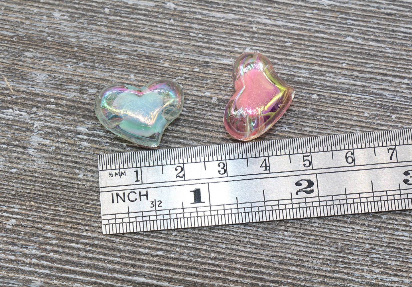 Multicolored Heart Beads, AB Color Heart Beads, Iridescent Acrylic Heart Beads, Mixed Color Heart Beads, #302