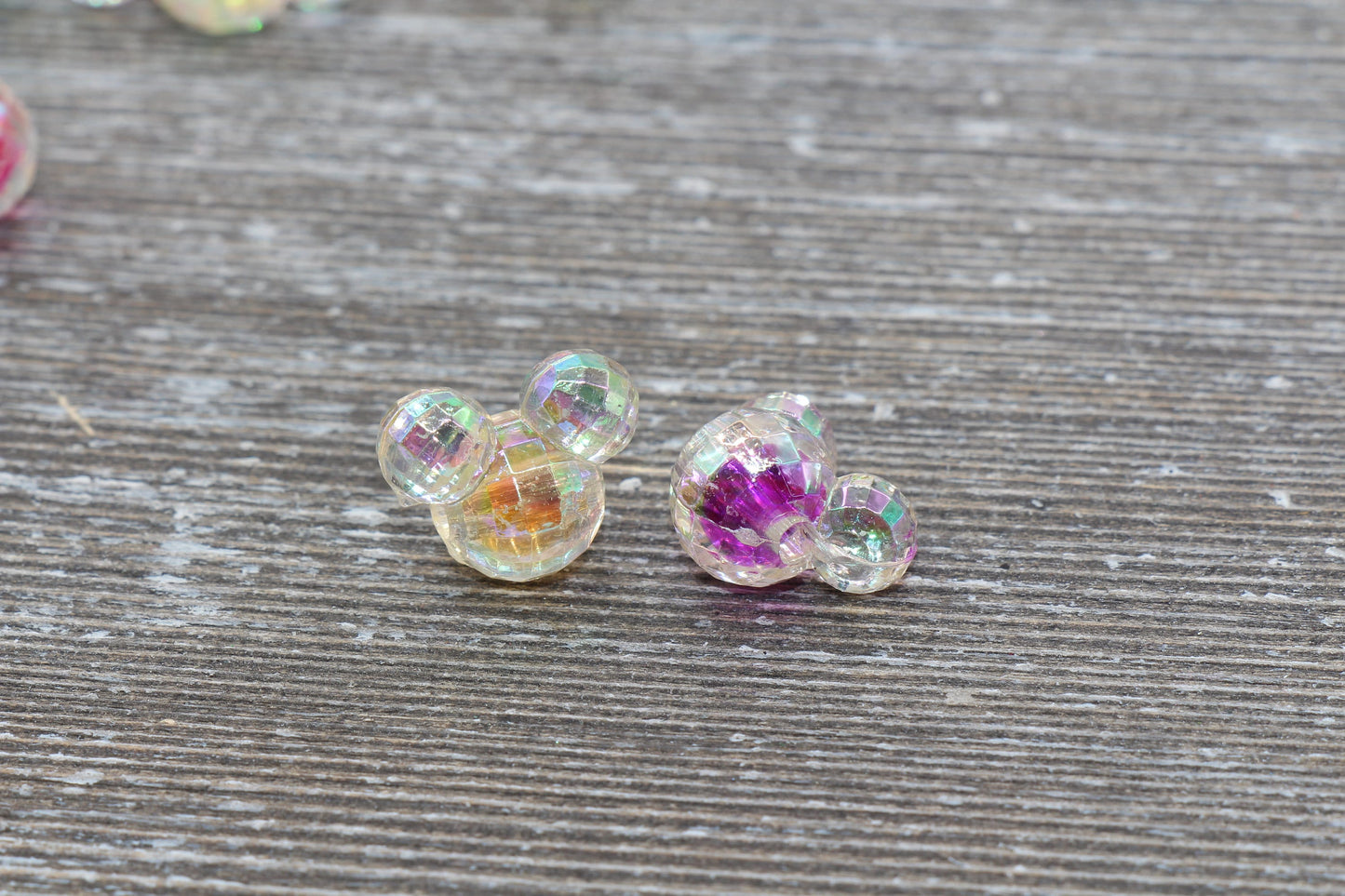 Mouse Ear Beads, Iridescent AB Mouse Beads, Acrylic Mouse Beads, Mixed Color Mouse Beads, #305