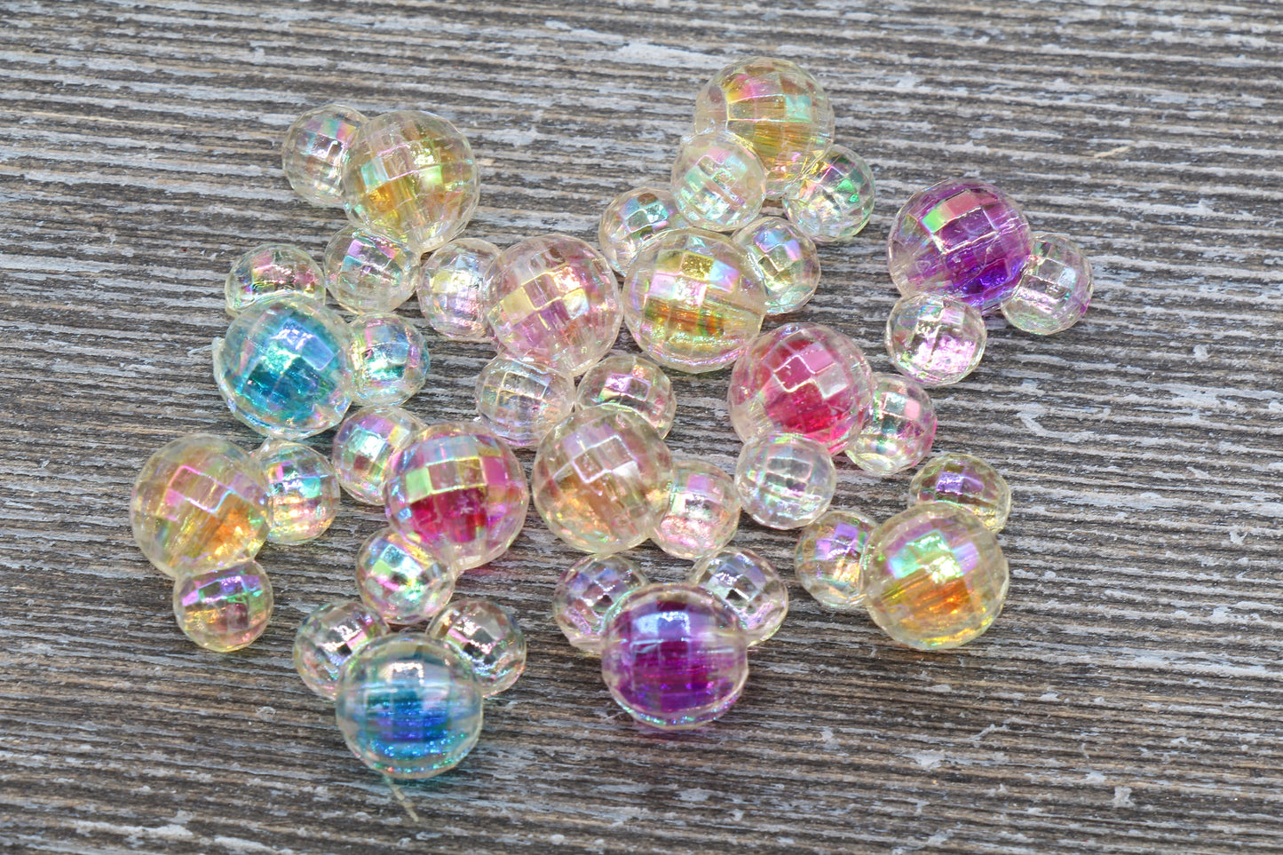 Mouse Ear Beads, Iridescent AB Mouse Beads, Acrylic Mouse Beads, Mixed Color Mouse Beads, #305