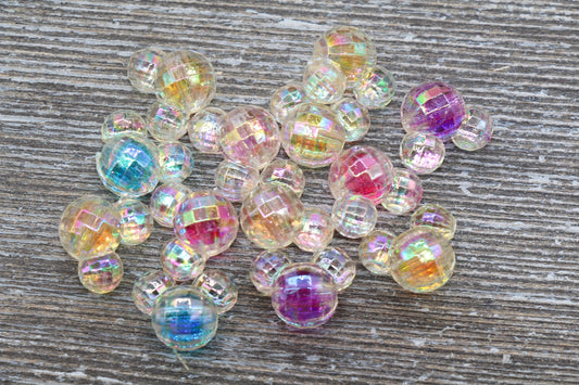 Mouse Ear Beads, Iridescent AB Mouse Beads, Acrylic Mouse Beads, Mixed Color Mouse Beads, #305