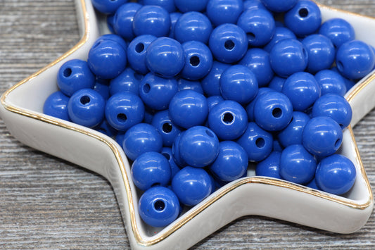 10mm Royal Blue Gumball Beads, Round Acrylic Loose Beads, Bubblegum Beads, Chunky Beads, Gumball Beads, Smooth Plastic Round Beads #329