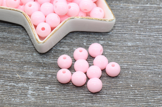 10mm Baby Pink Gumball Beads, Round Acrylic Loose Beads, Bubblegum Beads, Chunky Beads, Gumball Beads, Smooth Plastic Round Beads #257