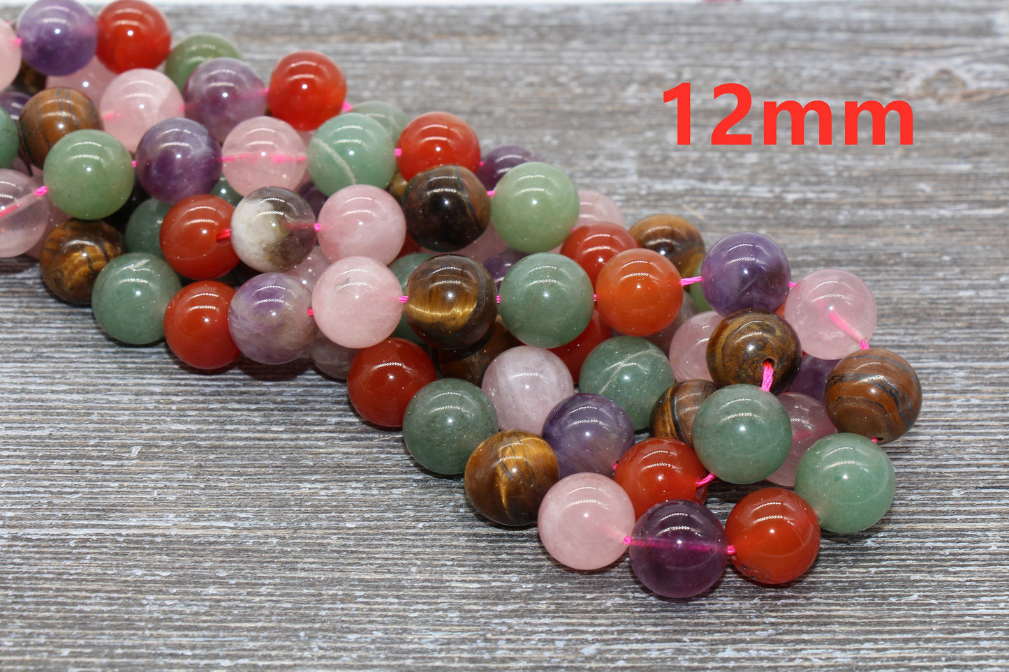 Mixed Stone Beads, Multi Stone Beads, Smooth Gemstones Round Beads, Sizes 4mm 6mm 8mm 10mm,12mm, Full Strand 15.5 inch, #42