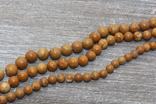 Woodgrain Jasper Beads,Smooth Gemstones Round Beads, Sizes 8mm 10mm,12mm, Full Strand 15.5 inch, #44