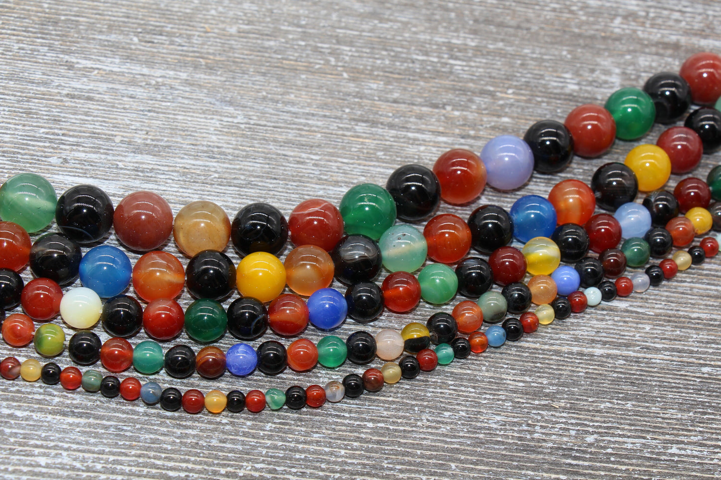 Rainbow Agate Beads, Mixed Agate Beads, Multi Agate Beads, Smooth Gemstones Round Beads, Sizes 4mm 6mm 8mm 10mm,12mm, Full Strand 15.5" #45