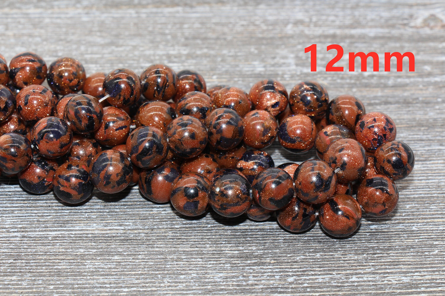Blue Gold Sandstone Beads, Multi Goldstone Beads, Smooth Gemstones Round Beads, Sizes 6mm 8mm 10mm,12mm, Full Strand 15.5" #47