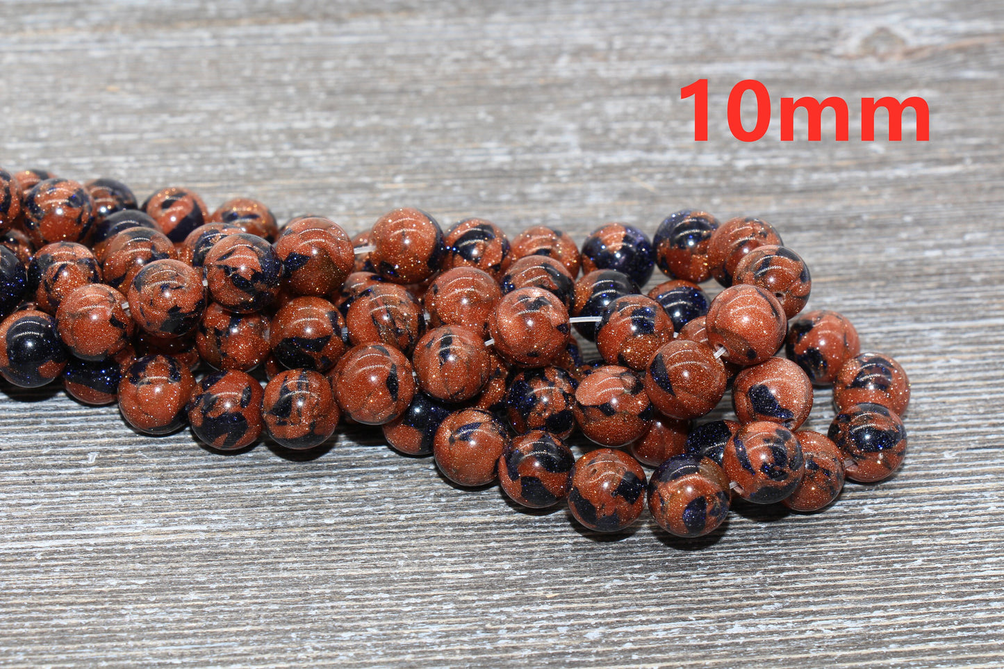 Blue Gold Sandstone Beads, Multi Goldstone Beads, Smooth Gemstones Round Beads, Sizes 6mm 8mm 10mm,12mm, Full Strand 15.5" #47