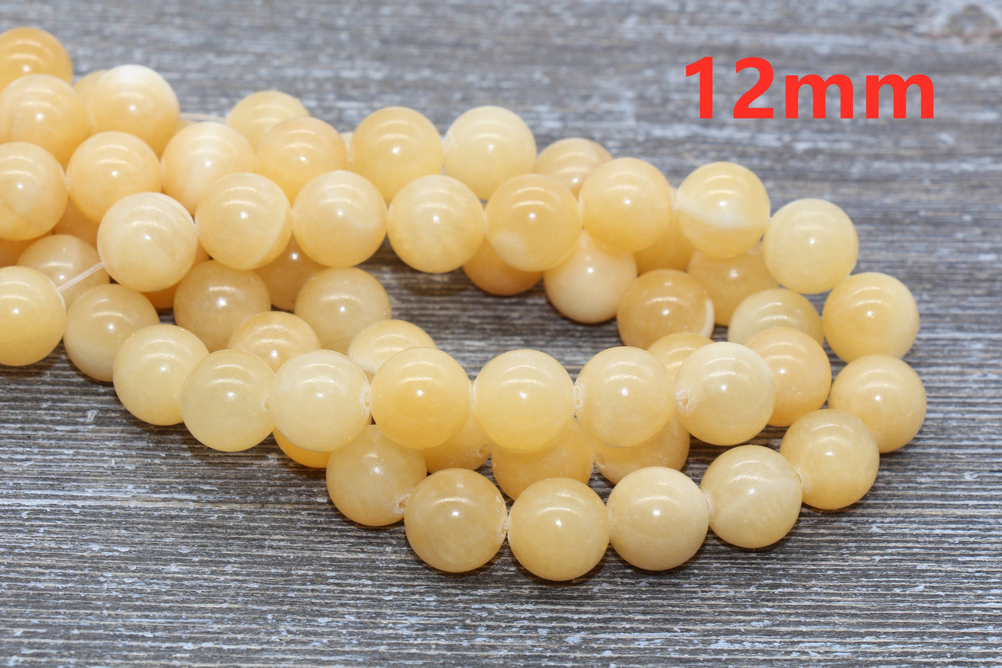 Pastel Yellow Jade Beads, Smooth Gemstone Round Loose Beads, Sizes 6mm 8mm 10mm, Full Strand 15.5" #51