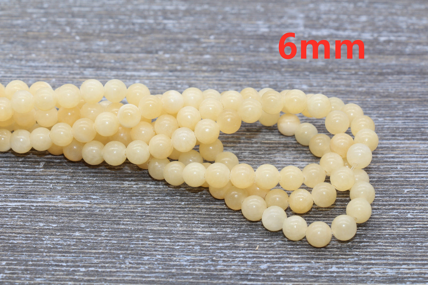 Pastel Yellow Jade Beads, Smooth Gemstone Round Loose Beads, Sizes 6mm 8mm 10mm, Full Strand 15.5" #51