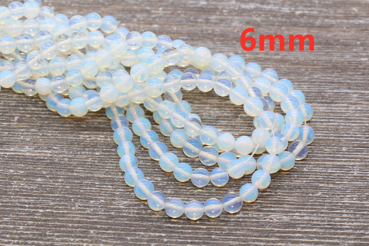 Opalite Beads, Clear Beads, Opal Gemstone Round Loose Beads, Transparent Round Beads, Sizes 4mm 6mm 8mm 10mm, Full Strand 15.5" #52