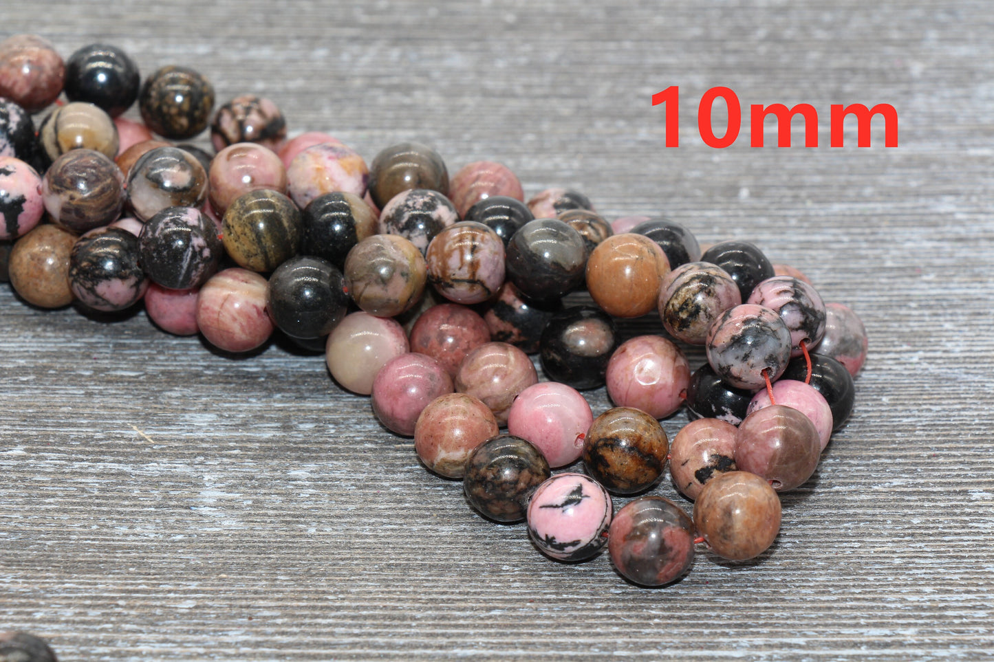 Natural Rhodonite Round Beads, Sizes 4mm 6mm 8mm 10mm, Full Strand 15.5 inch, #103