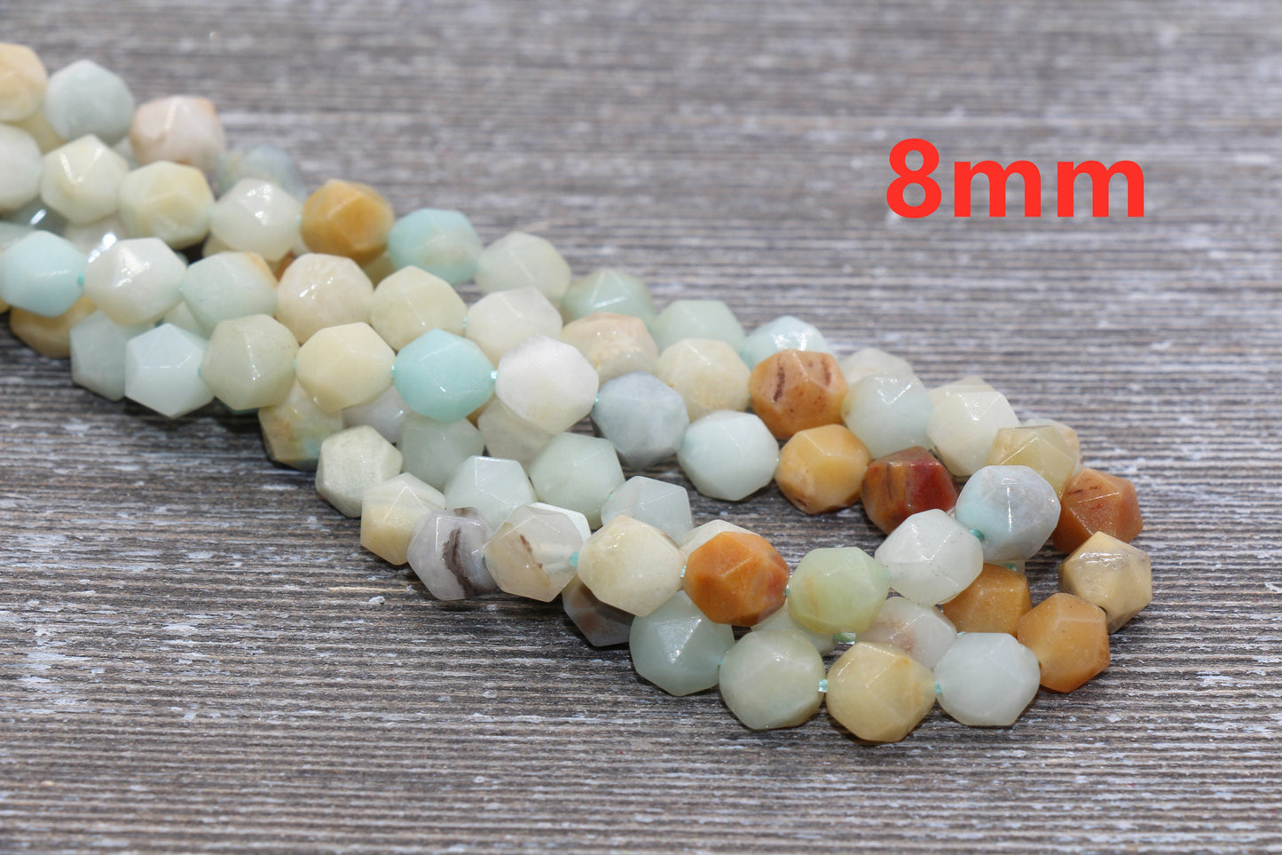 Amazonite Beads, Star Cut Beads, Faceted Gemstones Loose Beads, Diamond Cut Beads, Sizes 6mm 8mm 10mm, Full Strand 15.5 inch, #124
