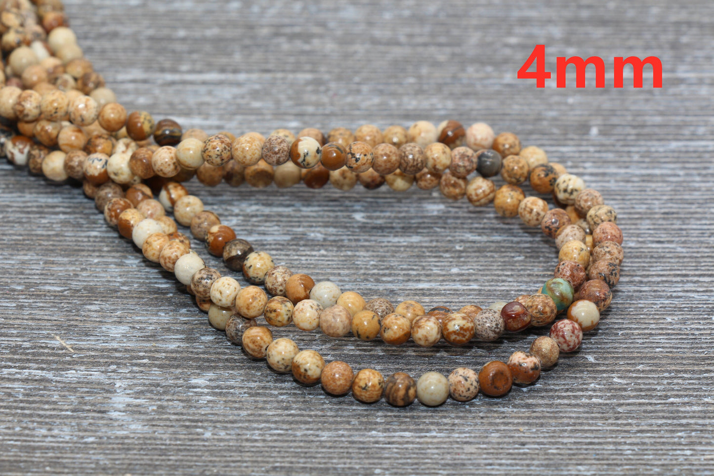 Picture Jasper Beads, Smooth Gemstones Round Loose Beads, Jewelry Making Bracelet Beads, Size 4mm 6mm 8mm 10mm,12mm, 15.5'' Strand, #127