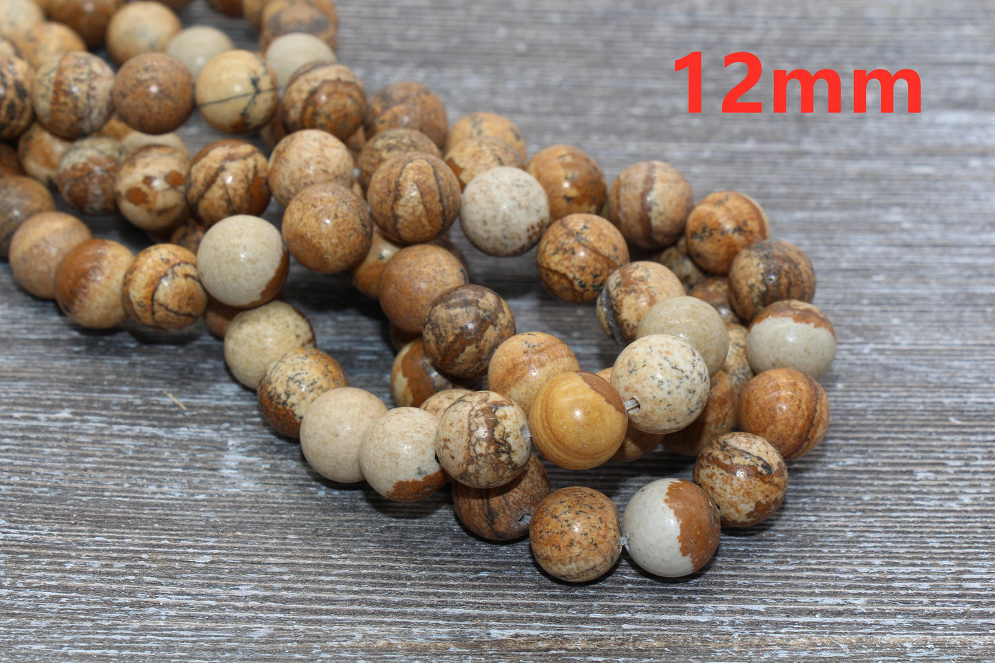 Picture Jasper Beads, Smooth Gemstones Round Loose Beads, Jewelry Making Bracelet Beads, Size 4mm 6mm 8mm 10mm,12mm, 15.5'' Strand, #127