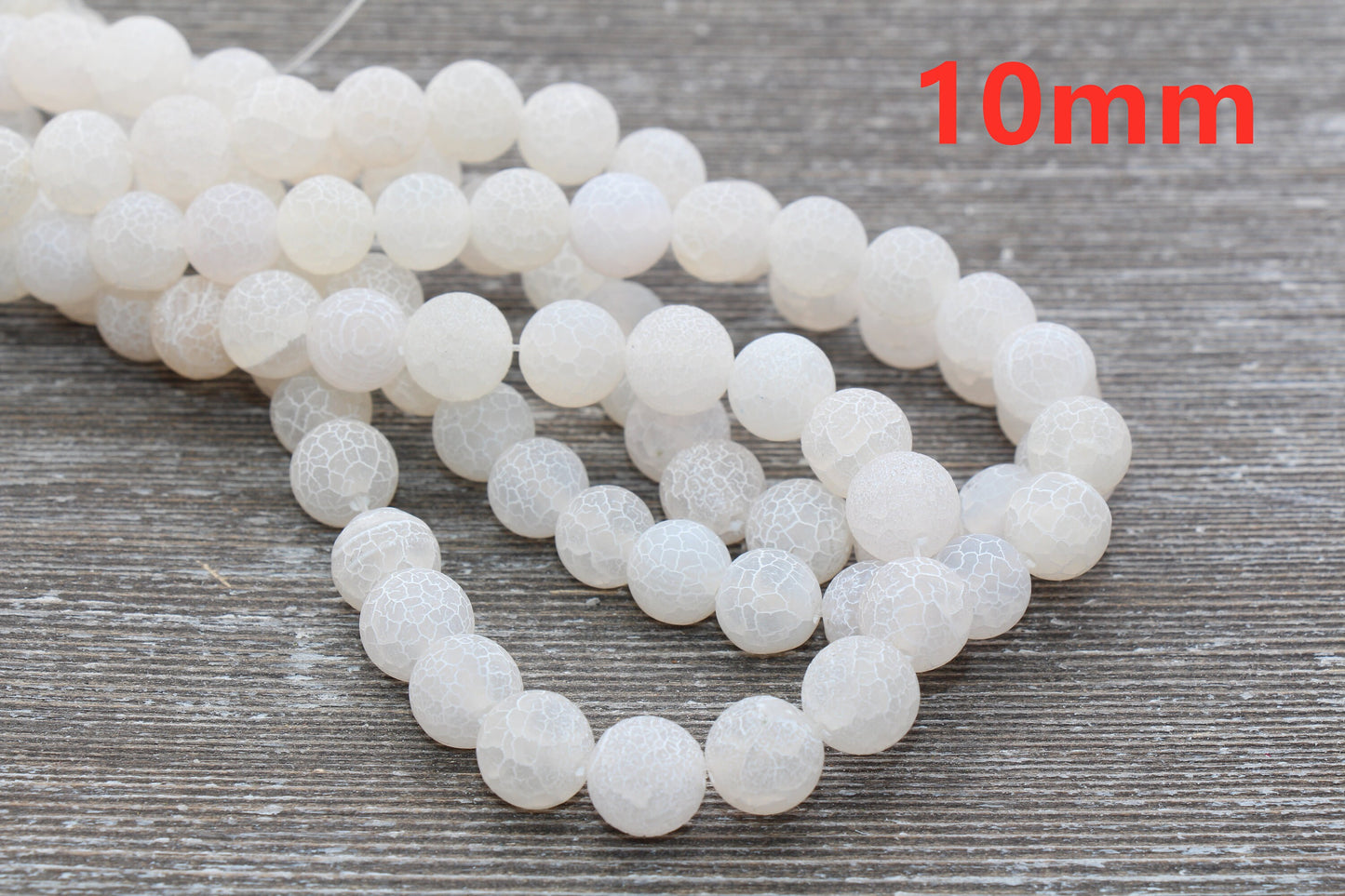 White Effloresce Agate Beads, Frosted Agate Beads, Crackled Agate Bead, Round Matte Gemstone Beads, Sizes 6mm 8mm 10mm, Full Strand #110