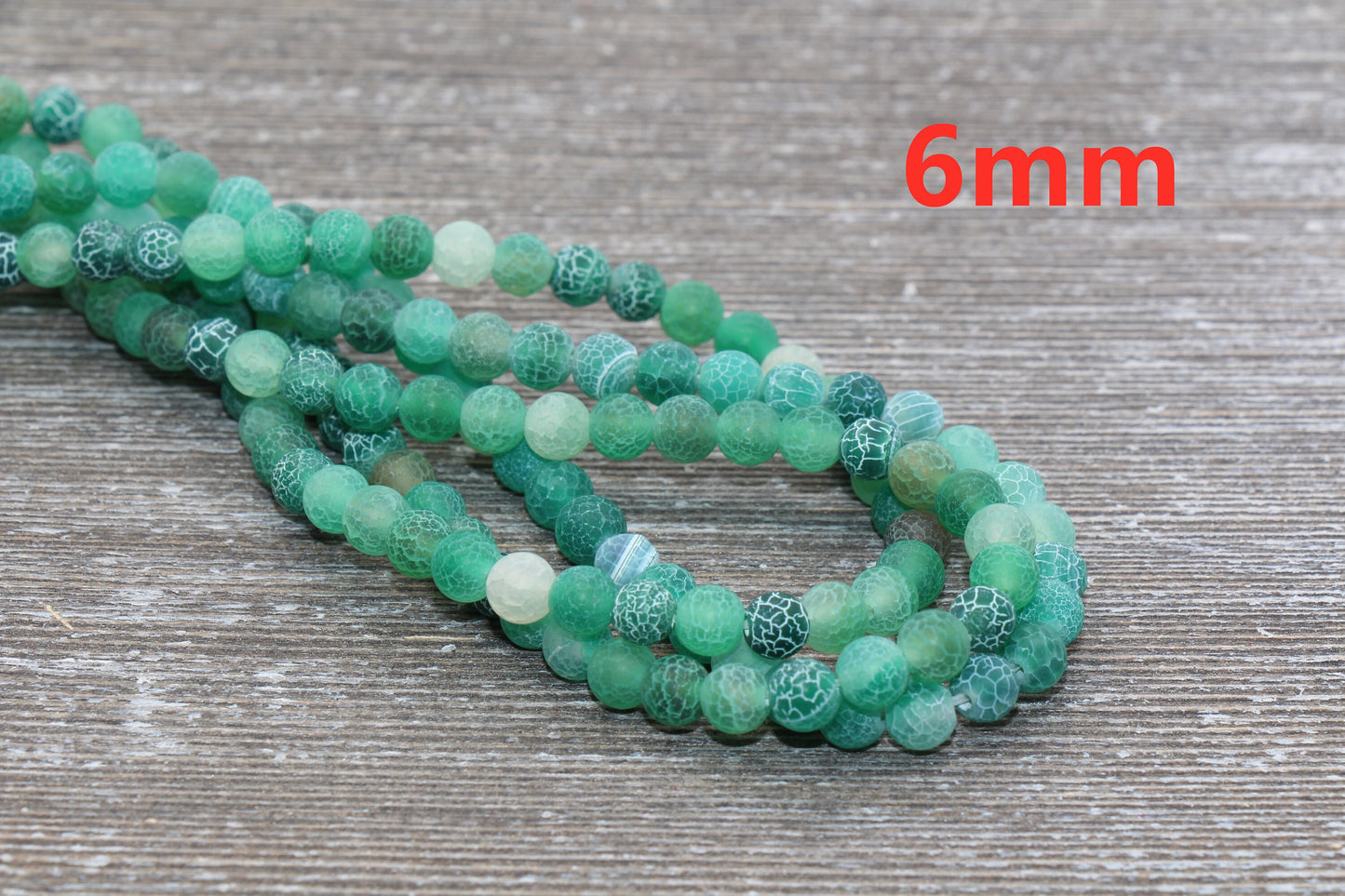Green Effloresce Agate Beads, Frosted Agate Beads, Crackled Agate Bead, Round Matte Gemstone, 4mm 6mm 8mm 10mm 12mm, Full Strand 15.5 #109