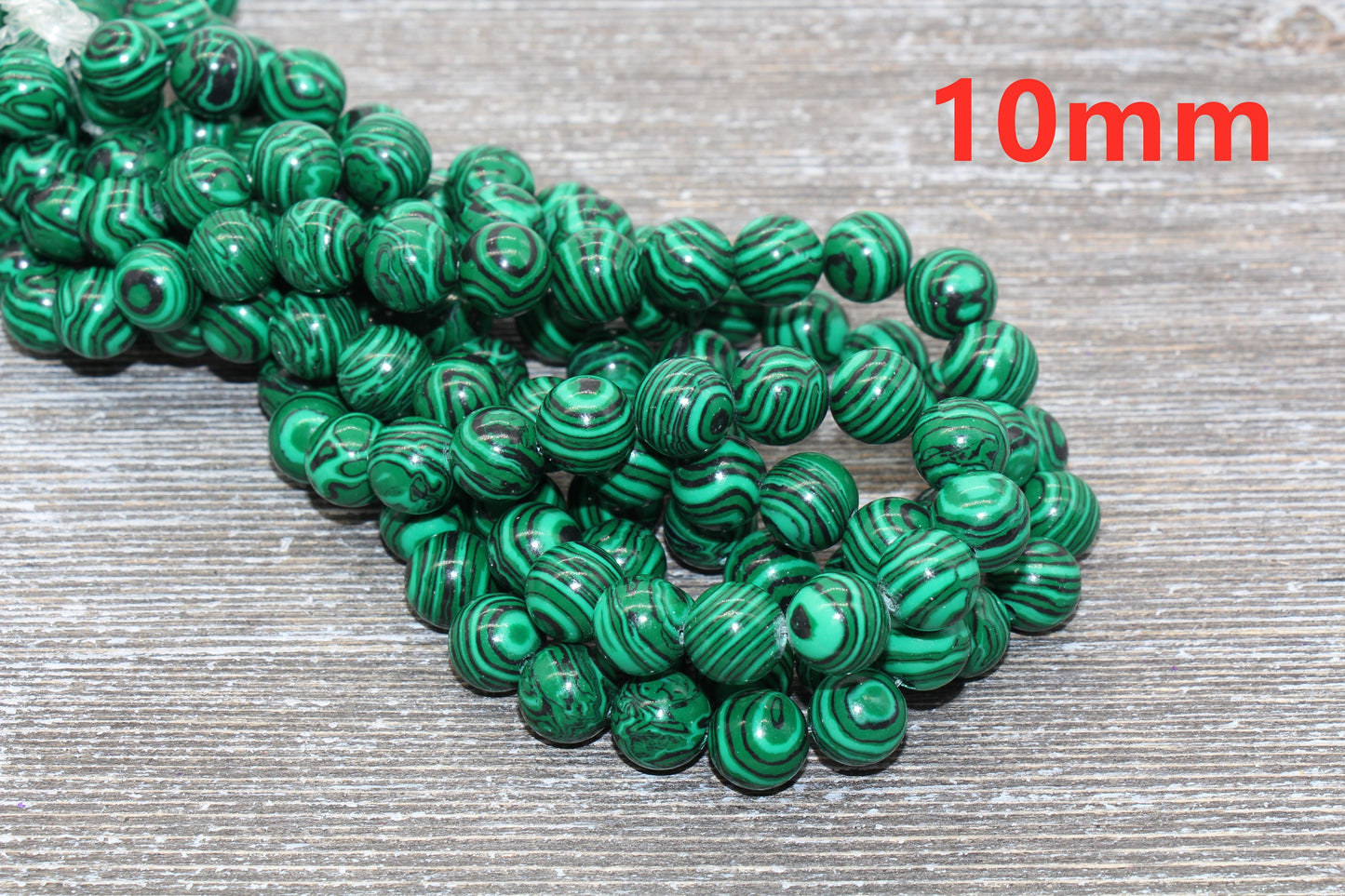 Peacock Stone Beads, Malachite Synthetic Beads, Smooth Gemstone Round Beads, Greenand Black Beads, Sizes 4mm 6mm 8mm 10mm 12mm #72