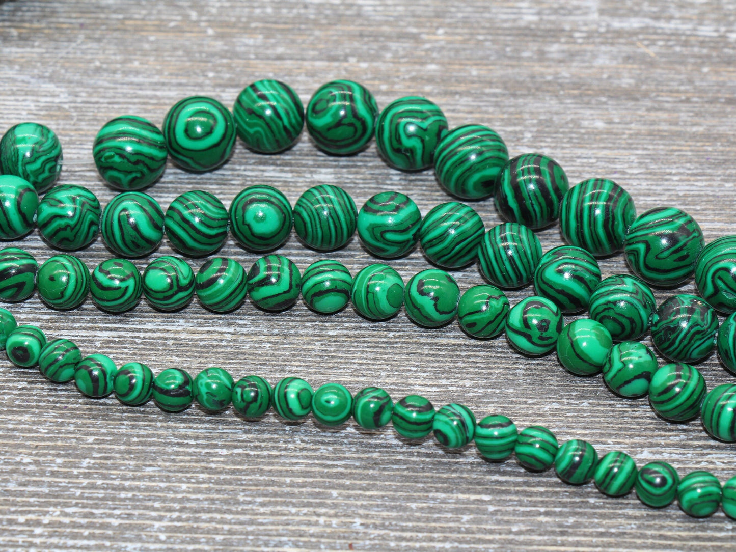 Peacock Stone Beads, Malachite Synthetic Beads, Smooth Gemstone Round Beads, Greenand Black Beads, Sizes 4mm 6mm 8mm 10mm 12mm #72