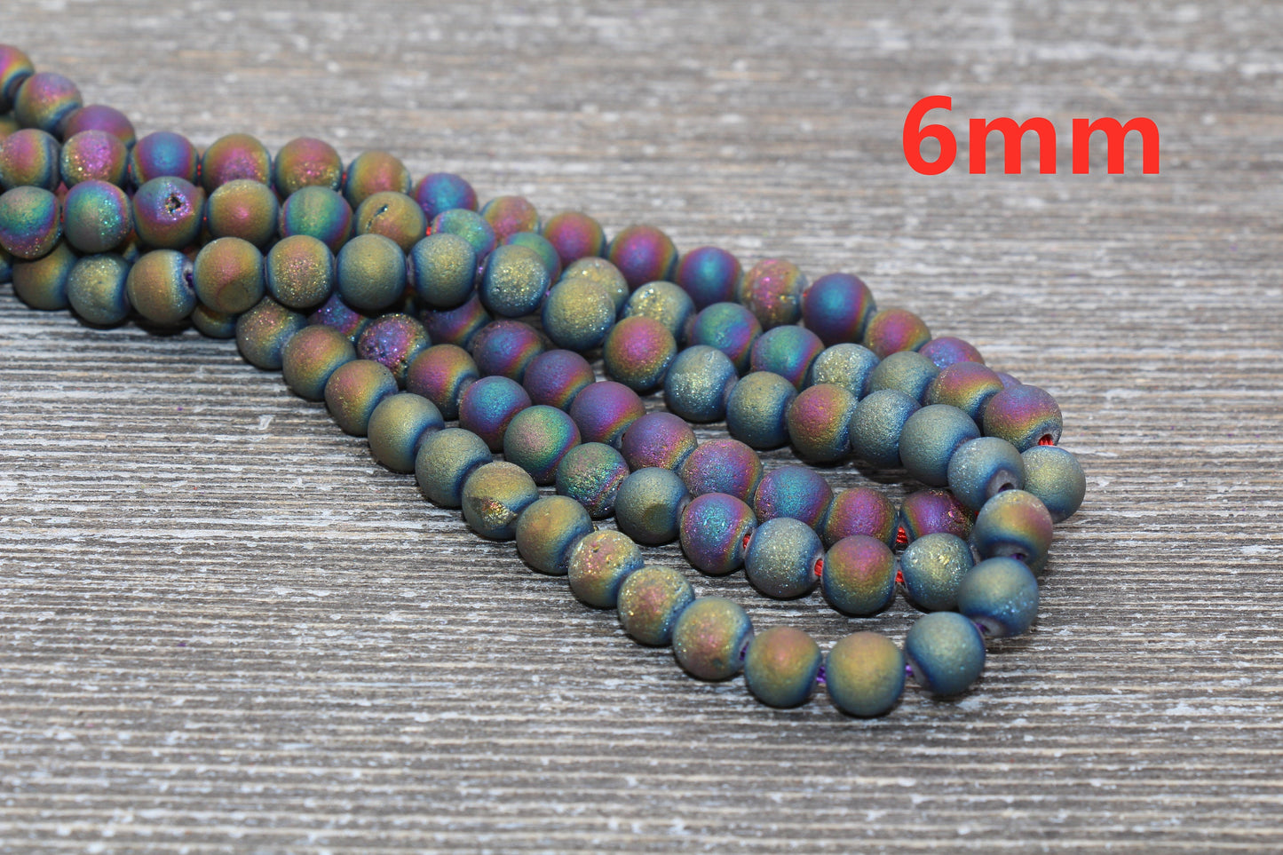 Rainbow Druzy Agate Beads, Round Matte Gemstone Loose Beads, 6mm 8mm 10mm 12mm, Full Strand, #152