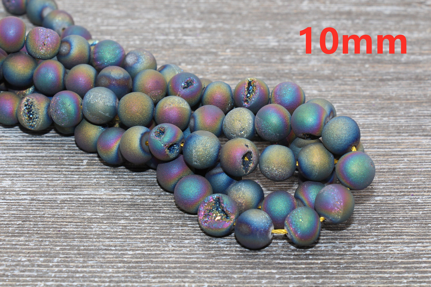 Rainbow Druzy Agate Beads, Round Matte Gemstone Loose Beads, 6mm 8mm 10mm 12mm, Full Strand, #152