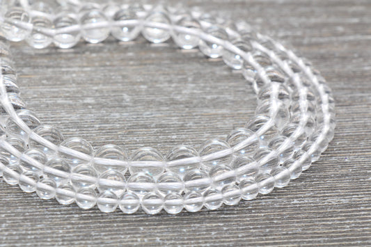Clear Quartz Beads, Smooth Gemstone Round Loose Beads, Sizes 4mm 6mm 8mm 10mm, Full Strand #155