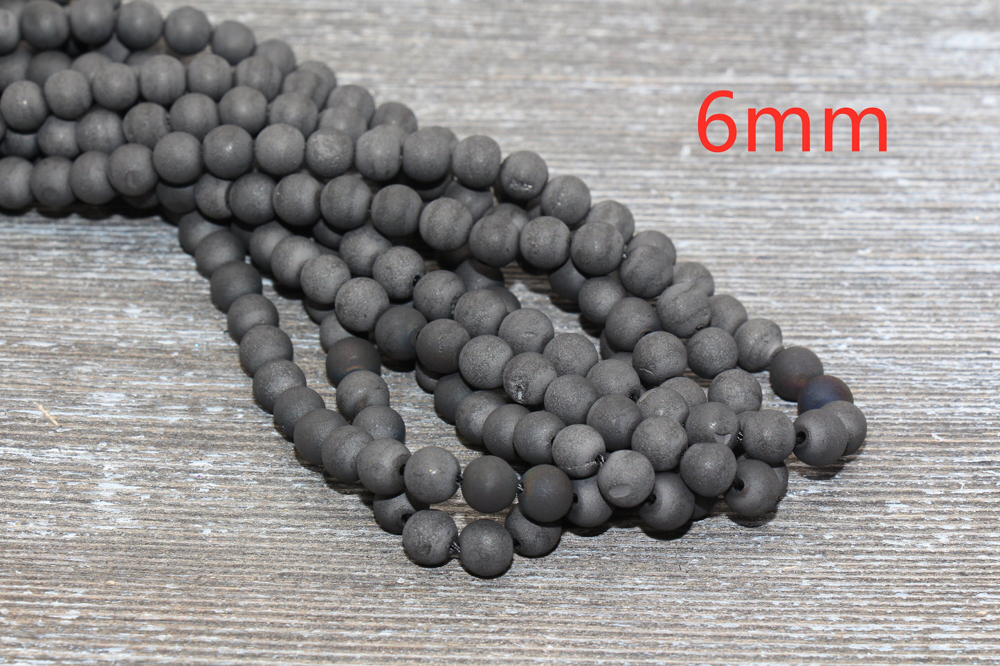 Black Druzy Agate Beads, Round Matte Gemstone Loose Beads, 6mm 8mm 10mm , Full Strand, #161