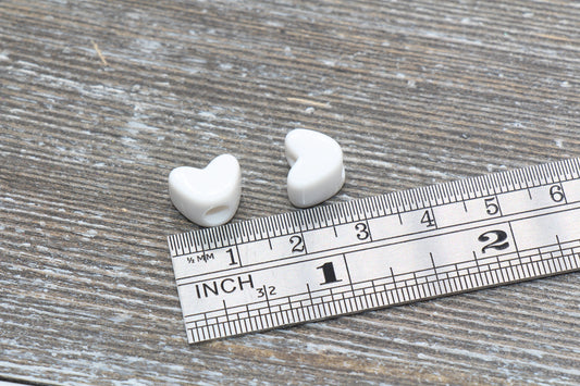 White Heart Beads, Acrylic Heart Beads, Large Hole Beads, Plastic Resin Heart Beads, Chunky Beads for Bracelet Necklace Beads #391