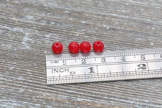 6mm Red Translucent Gumball Beads, Round Acrylic Loose Beads, Bubblegum Beads, Chunky Beads, Smooth Plastic Round Beads #401