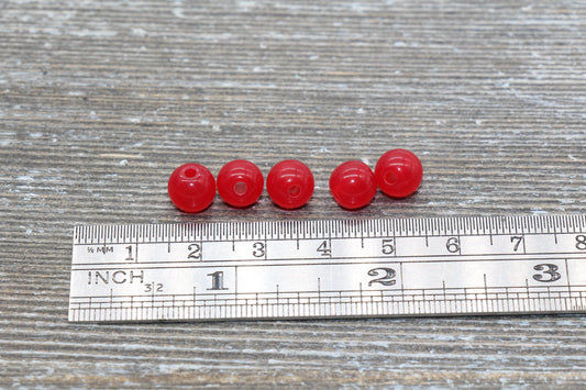 8mm Red Translucent Gumball Beads, Round Acrylic Loose Beads, Bubblegum Beads, Chunky Beads, Smooth Plastic Round Beads #408