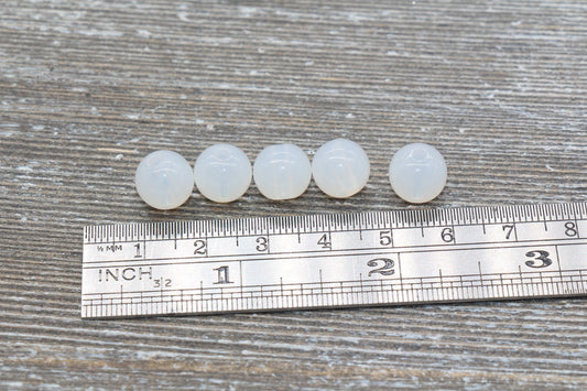 10mm White Gumball Beads, Jelly White Round Acrylic Loose Beads, Bubblegum Beads, Chunky Beads, Smooth Plastic Round Beads #418