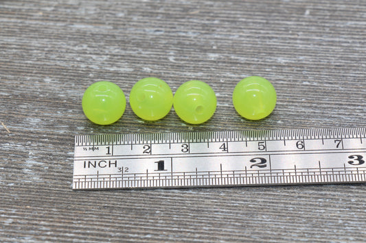 12mm Lime Green Gumball Beads, Round Acrylic Loose Beads, Bubblegum Beads, Chunky Beads, Smooth Plastic Round Beads #425