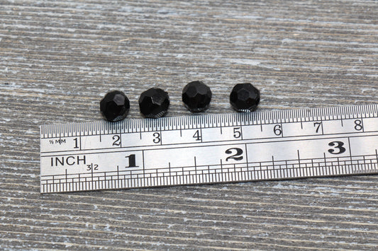 8mm Black Faceted Gumball Beads, Round Acrylic Loose Beads, Chunky Beads, Faceted Plastic Beads, Bubble Gum Beads #563