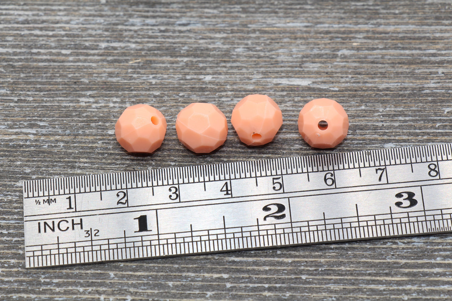 10mm Peach Faceted Gumball Beads, Round Acrylic Loose Beads, Chunky Beads, Faceted Plastic Beads, Bubble Gum Beads #567