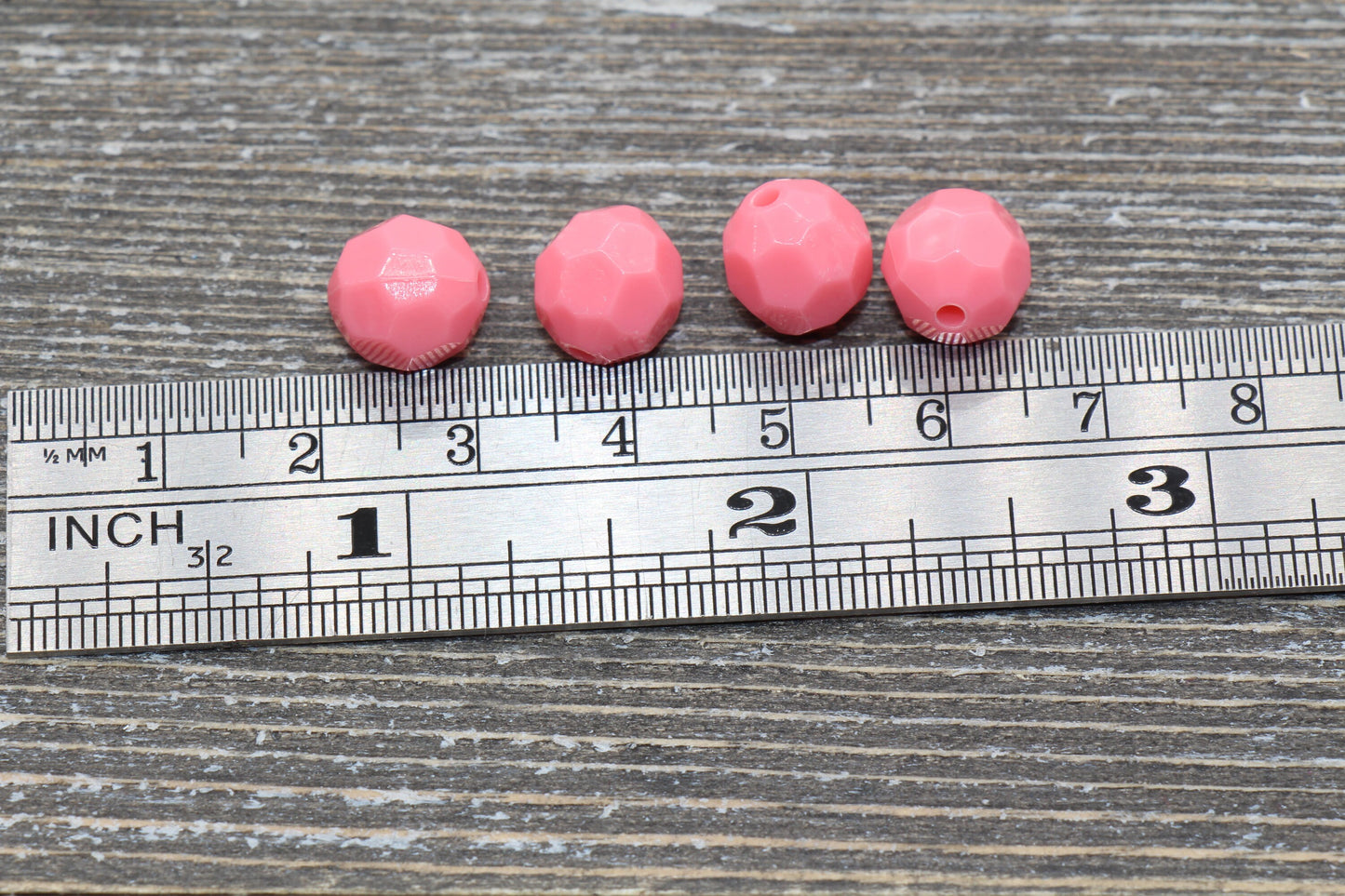 10mm Pink Faceted Gumball Beads, Round Acrylic Loose Beads, Chunky Beads, Faceted Plastic Beads, Bubble Gum Beads #573
