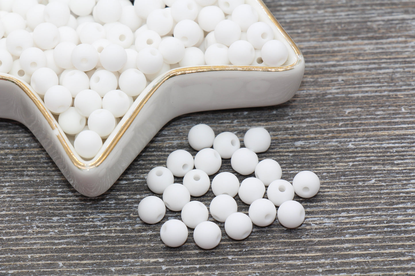 6mm Matte White Gumball Beads, Frosted Round Acrylic Loose Beads, Solid Bubblegum Beads, Chunky Beads, Round Plastic Beads #576
